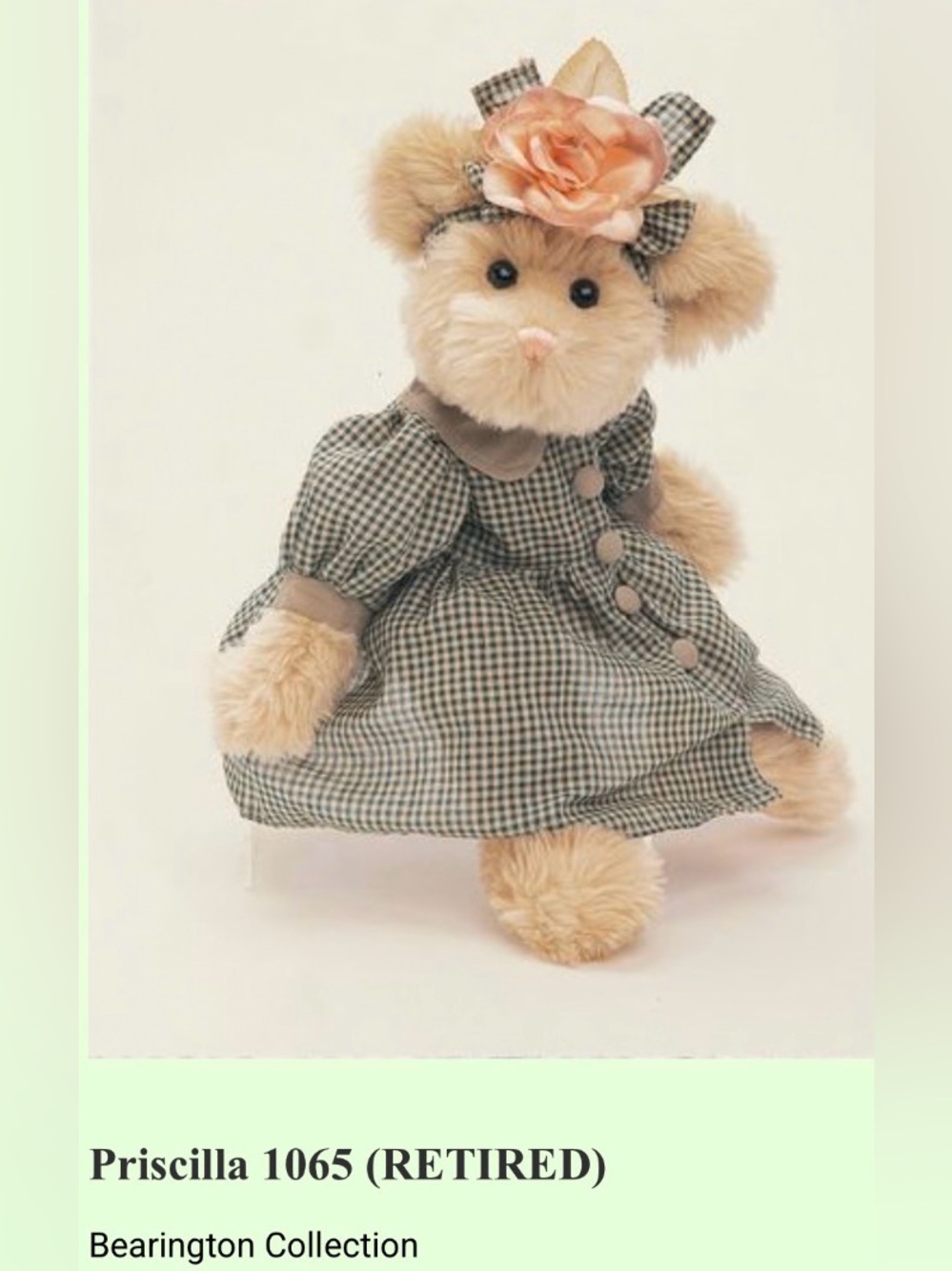 Bearington Priscilla Teddy Bear Wearing Floral Dress